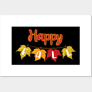 Happy Fall Autumn Leaves Posters and Art